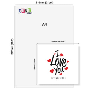 I Love You Valentine's Day Card - Romantic Red Hearts Design