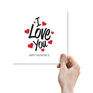 I Love You Valentine's Day Card - Romantic Red Hearts Design