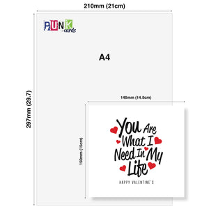 You Are What I Need in My Life Valentine's Day Card - Loving Message