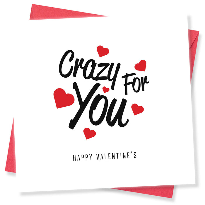 Crazy for You Valentine's Card - Fun and Romantic Design