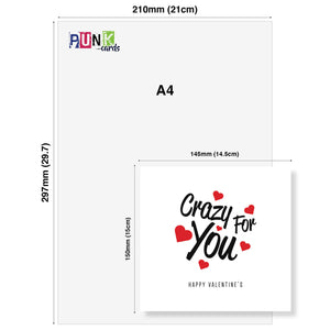 Crazy for You Valentine's Card - Fun and Romantic Design