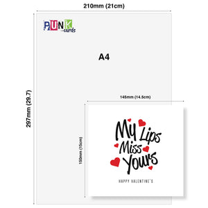 My Lips Miss Yours Valentine's Card - Romantic and Playful