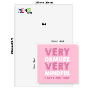 Funny Birthday Card Female, LGBT Birthday Card, Very Demure, Very Mindful, Made in UK