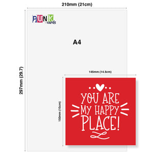 Valentines Card For Him, You Are My Happy Place, Valentines Card For Her, Husband Valentine’s Day Card