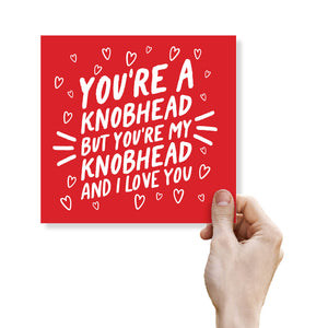 Valentine’s Card For Him, Valentine’s Card For Her, Husband Valentines Day Card, You’re A Knobhead But You’re My Knobhead