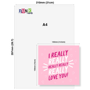 Valentine’s Card For Husband, Valentine’s Card For Wife, Valentine’s Day Card, I really really really really really Love you!